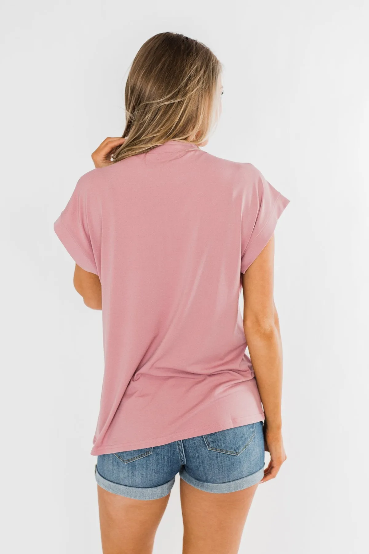 Breath Of Confidence Short Sleeve Blouse- Mauve