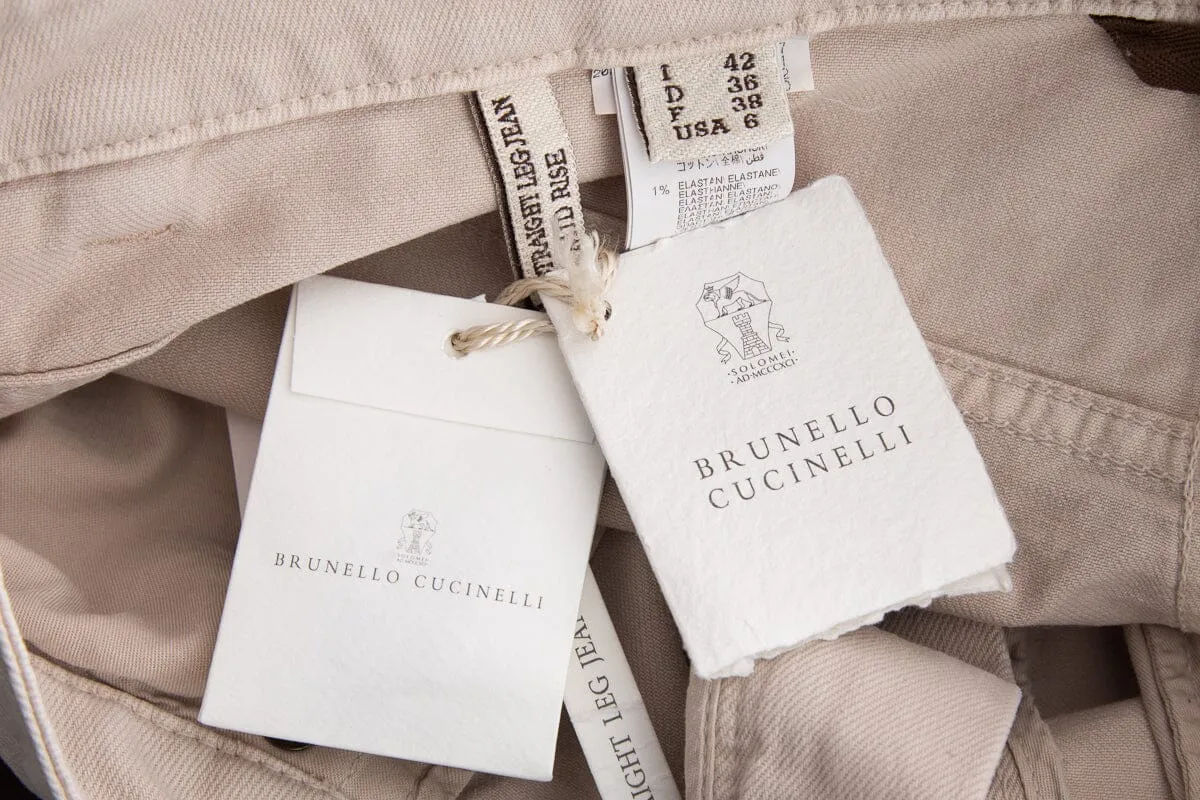 Brunello Cucinelli Beige Straight Leg Mid-Rise Jeans SZ 6 NWT