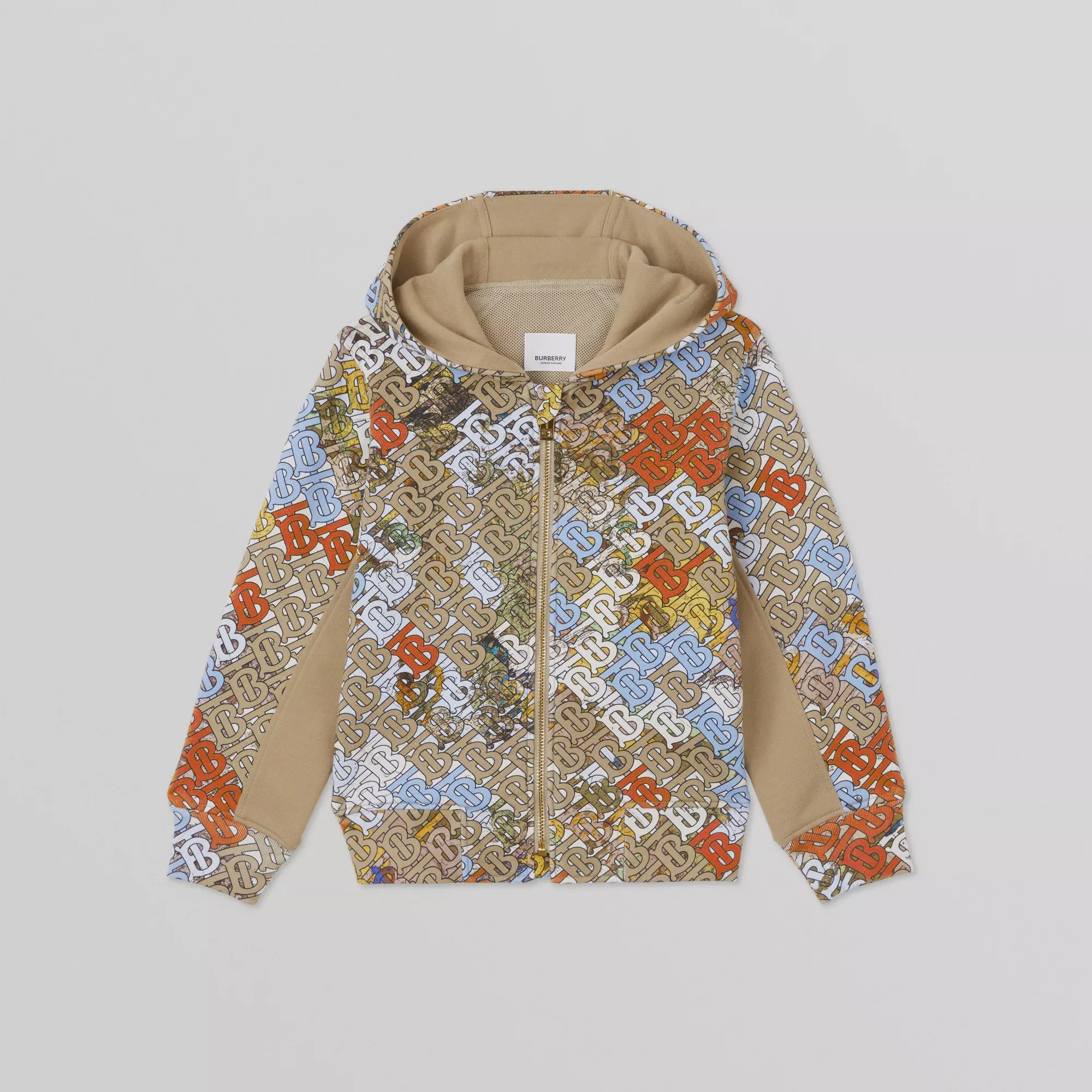 Burberry Monogram Map Print Cotton Hooded Top