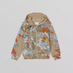 Burberry Monogram Map Print Cotton Hooded Top
