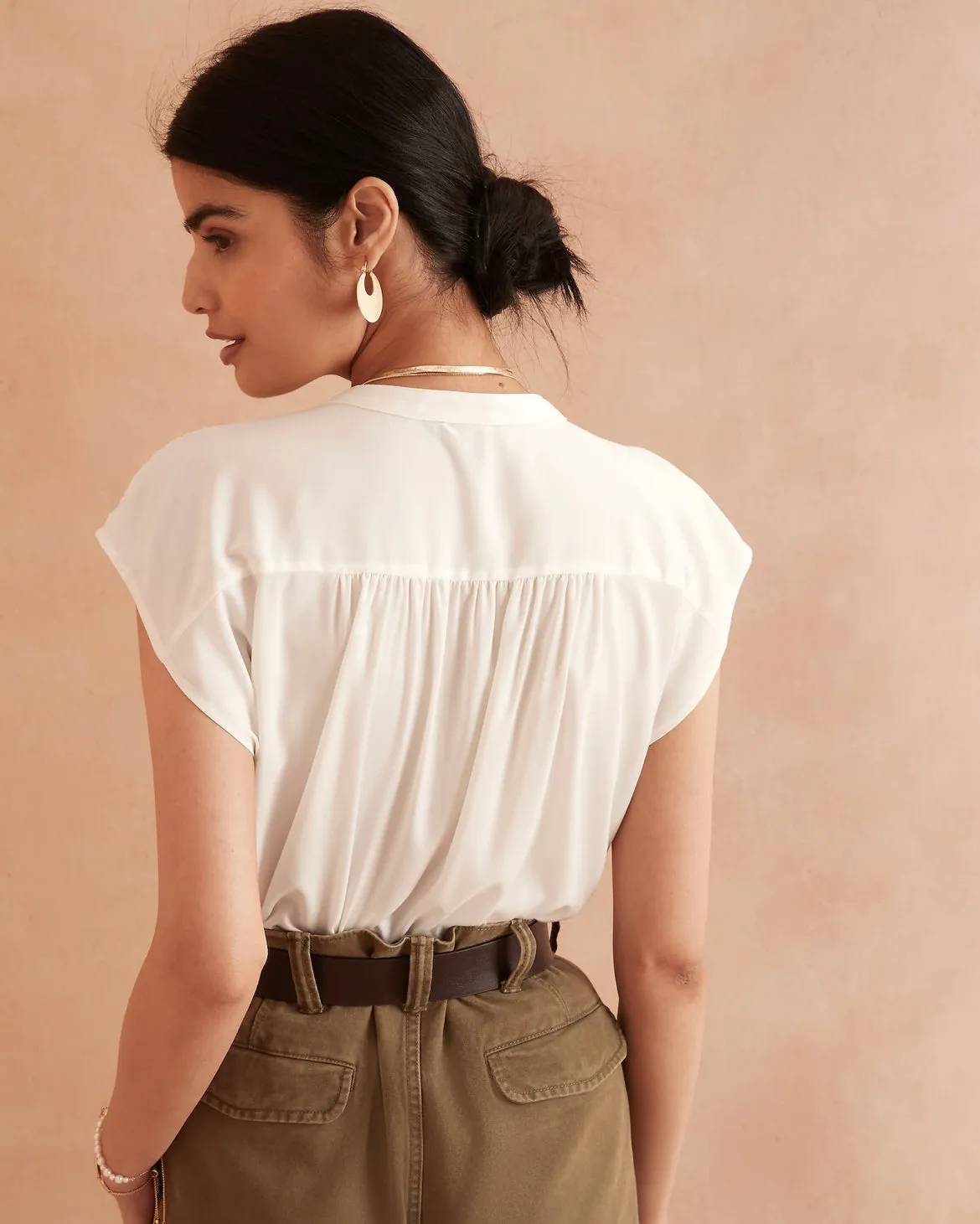 Button Dolman-Sleeve Top
