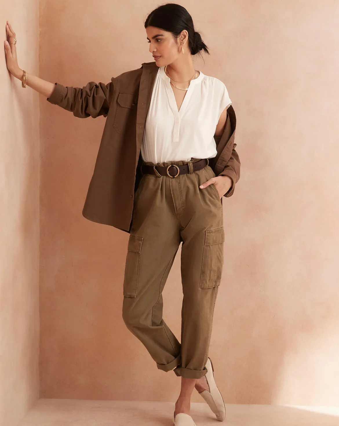 Button Dolman-Sleeve Top