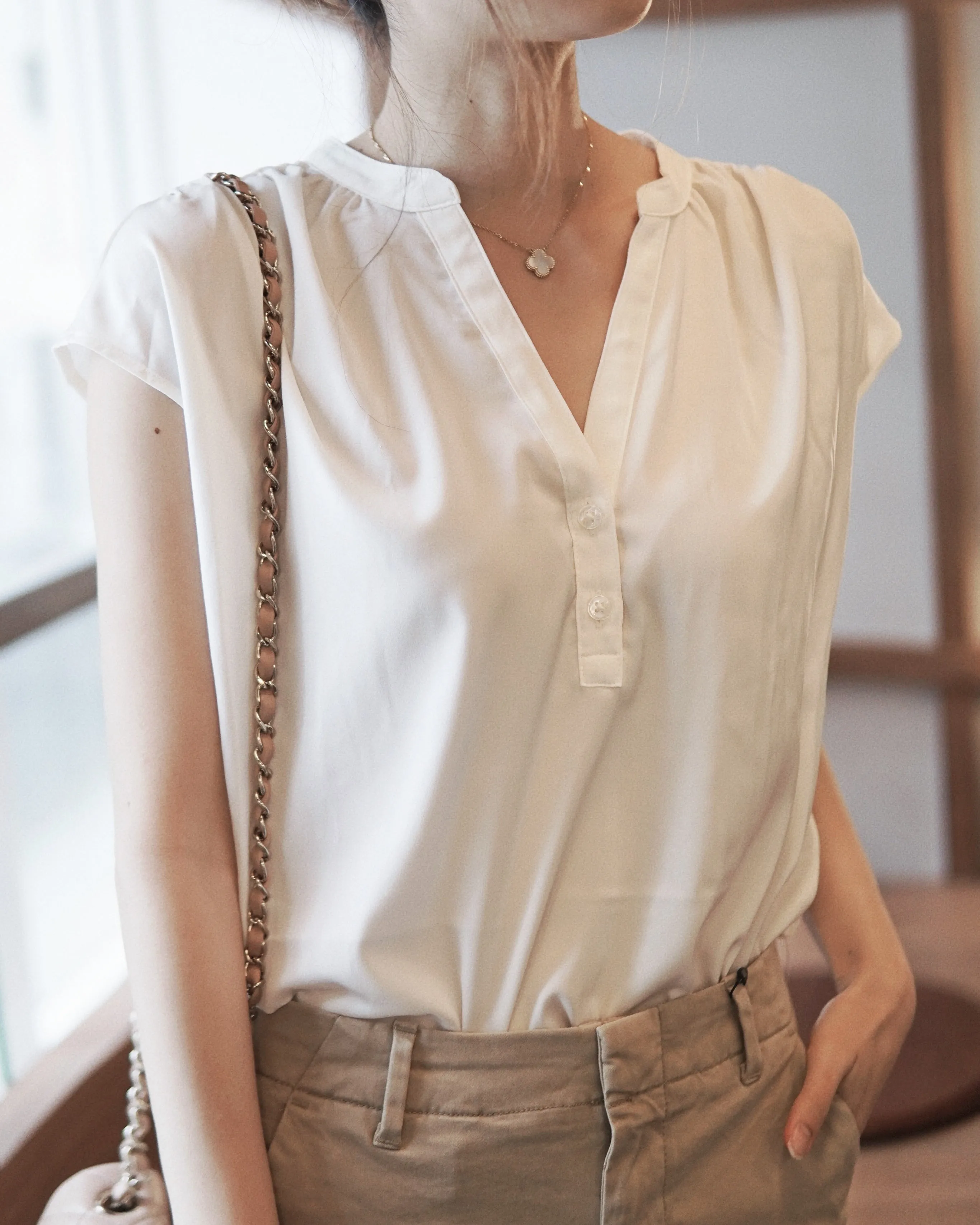 Button Dolman-Sleeve Top