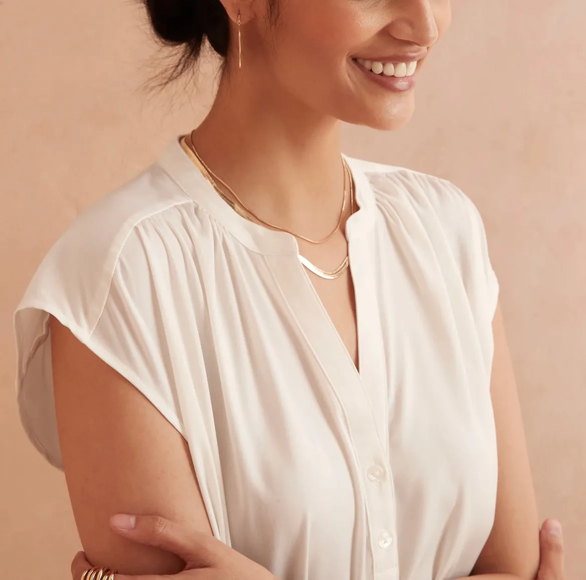Button Dolman-Sleeve Top