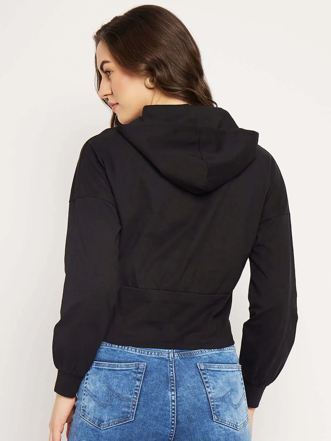 Camla Barcelona Graphic Print Black Hooded Sweatshirt