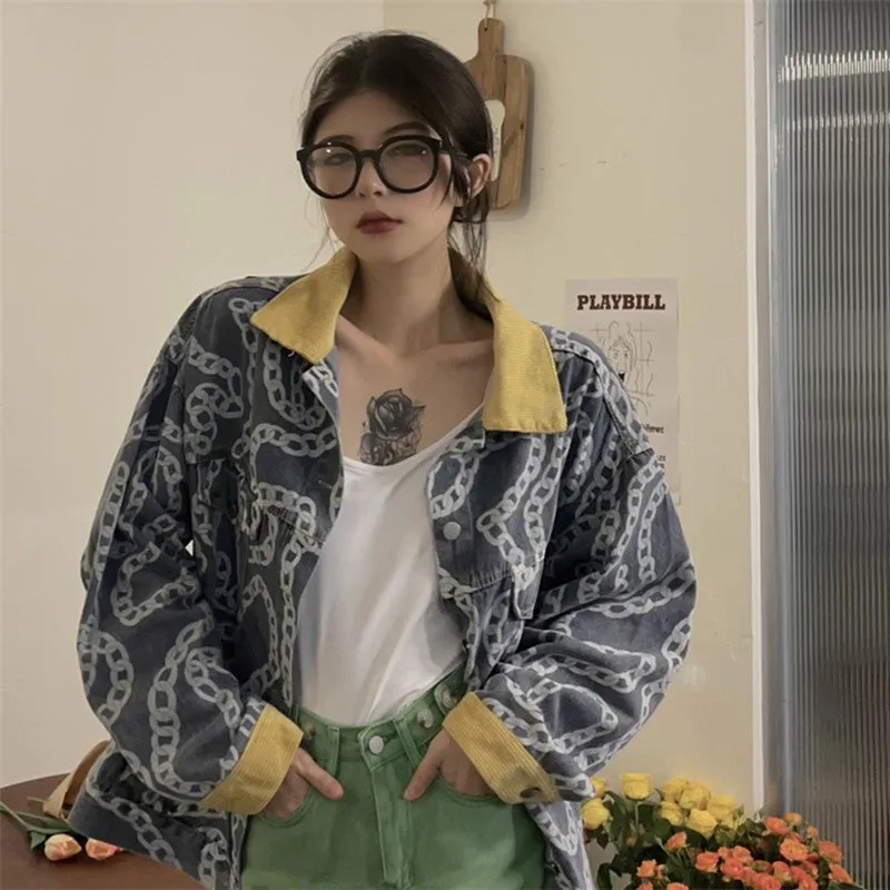 CHAIN PRINT DENIM JACKET UB2638