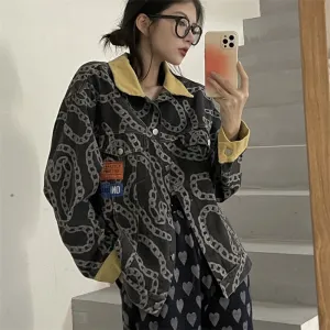 CHAIN PRINT DENIM JACKET UB2638