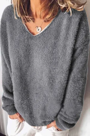 Chicindress V-neck Solid Color Loose Top