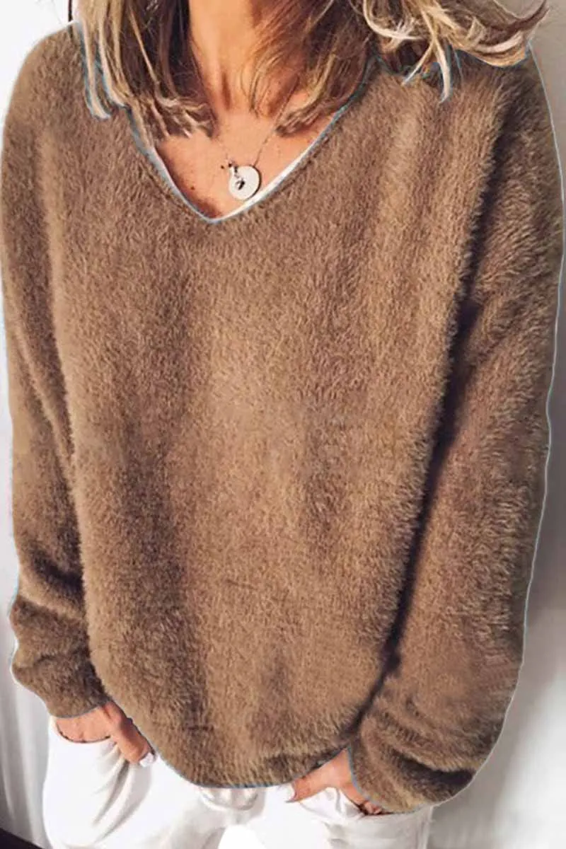 Chicindress V-neck Solid Color Loose Top