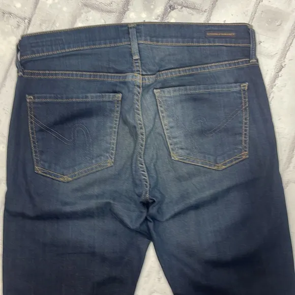 Citizens of Humanity Ava Jeans Low-Mid-Rise Straight Leg Dark Wash Blue Denim