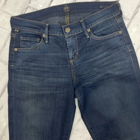Citizens of Humanity Ava Jeans Low-Mid-Rise Straight Leg Dark Wash Blue Denim