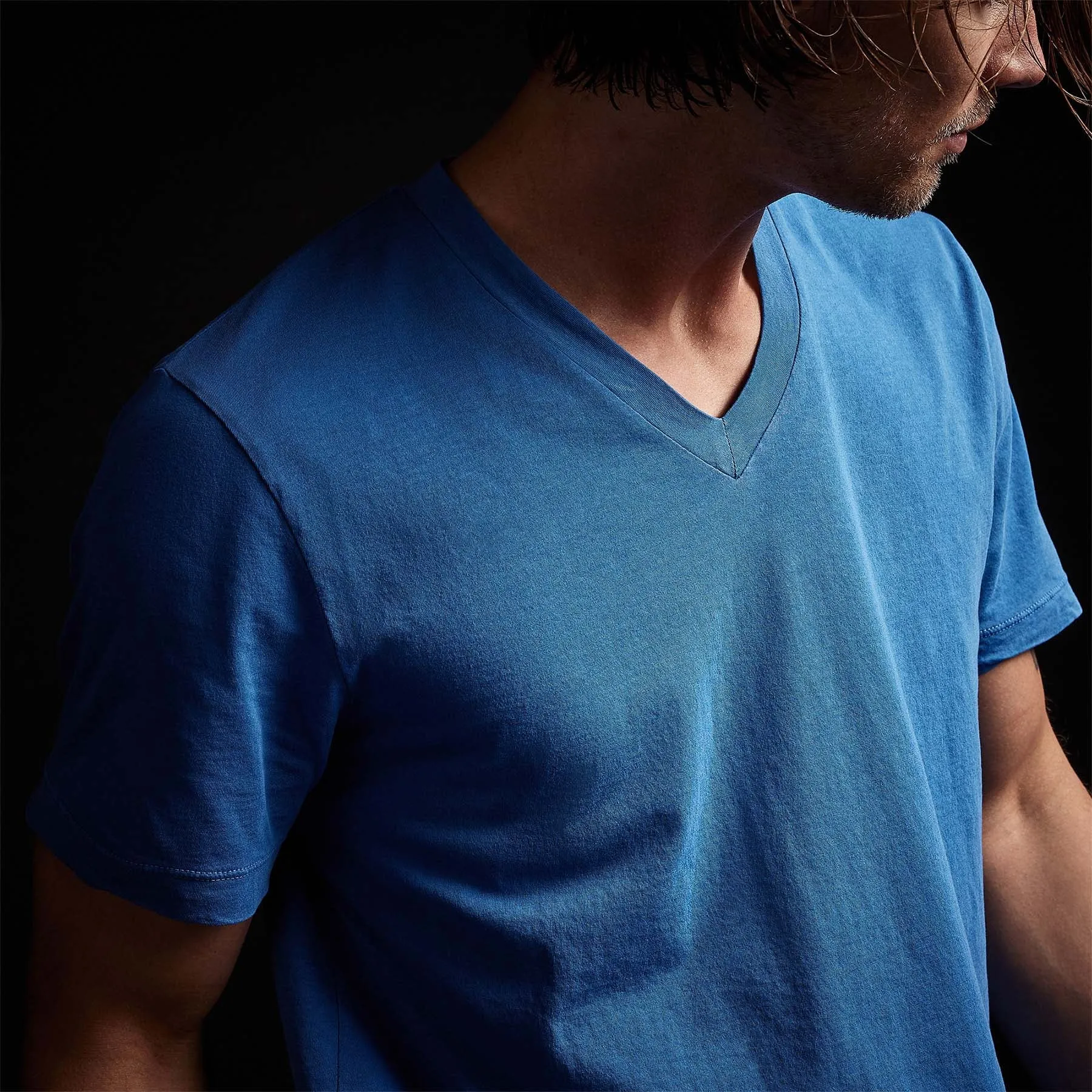 Clear Jersey V Neck - Electric Blue Pigment