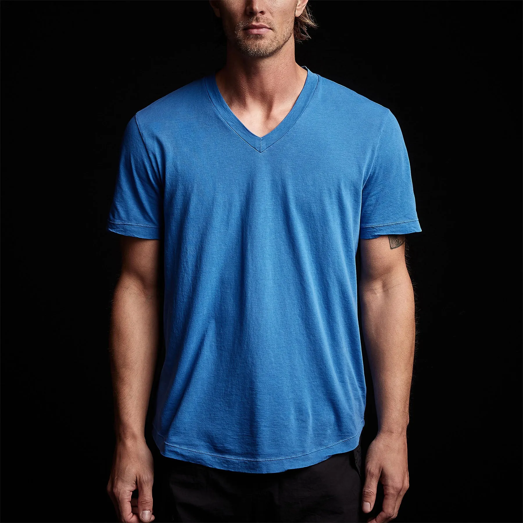 Clear Jersey V Neck - Electric Blue Pigment