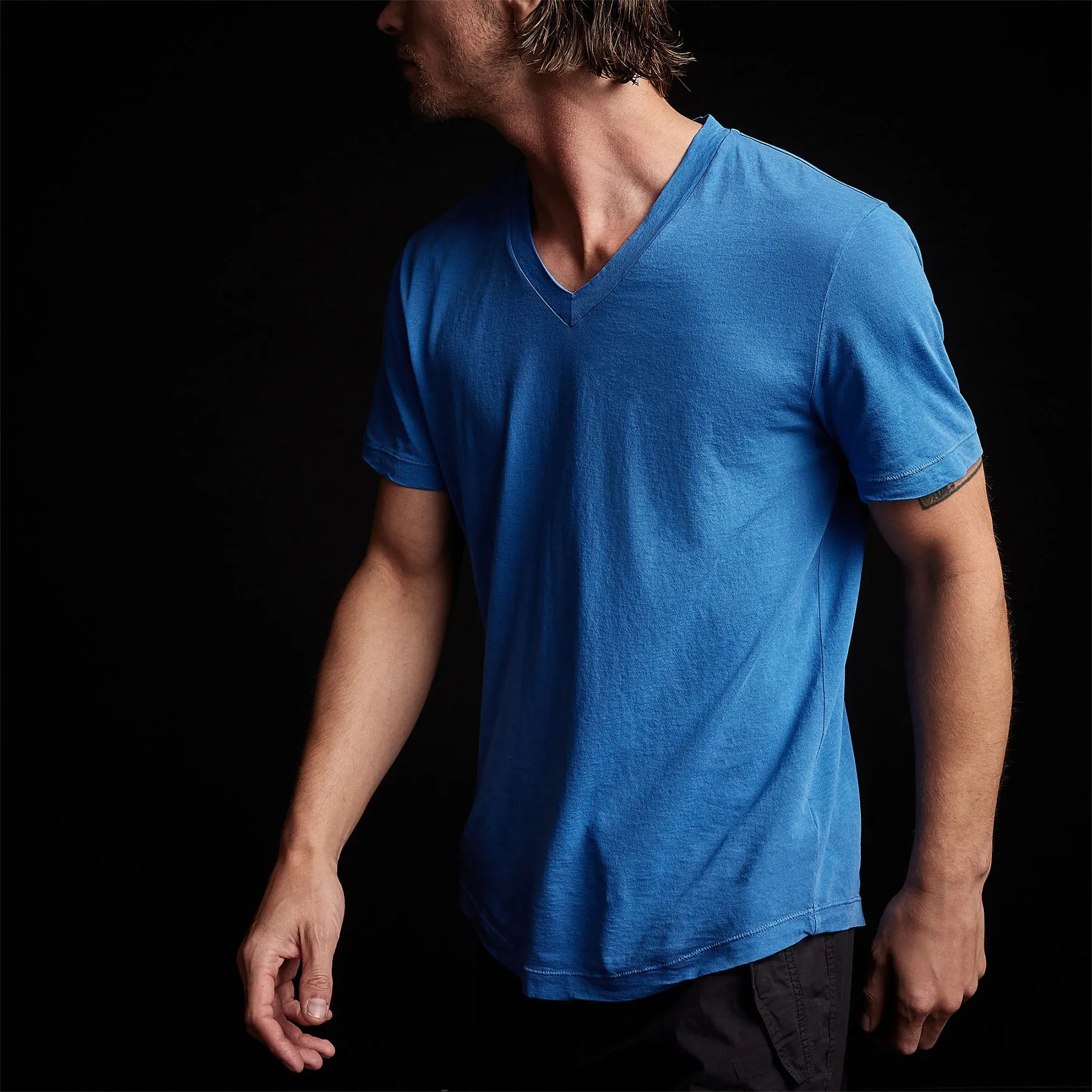Clear Jersey V Neck - Electric Blue Pigment