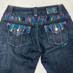 COOGI Jeans Colorful Embroidered Denim Bootcut size 3/4 Dark Wash Loud Kidcore