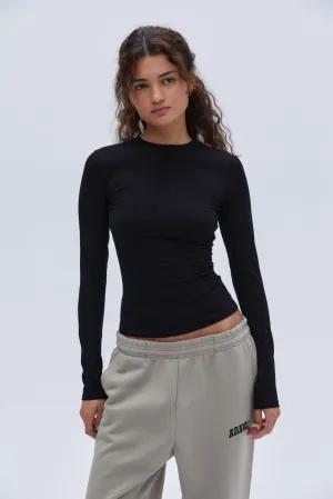 Cotton Long Sleeve Top - Black