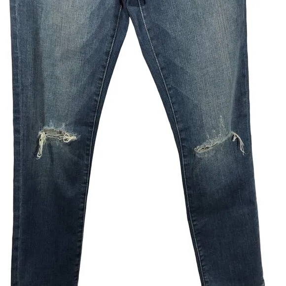 Current/Elliott High Rise Straight Leg Ripped Ankle Crop Jeans Size 24 Designer