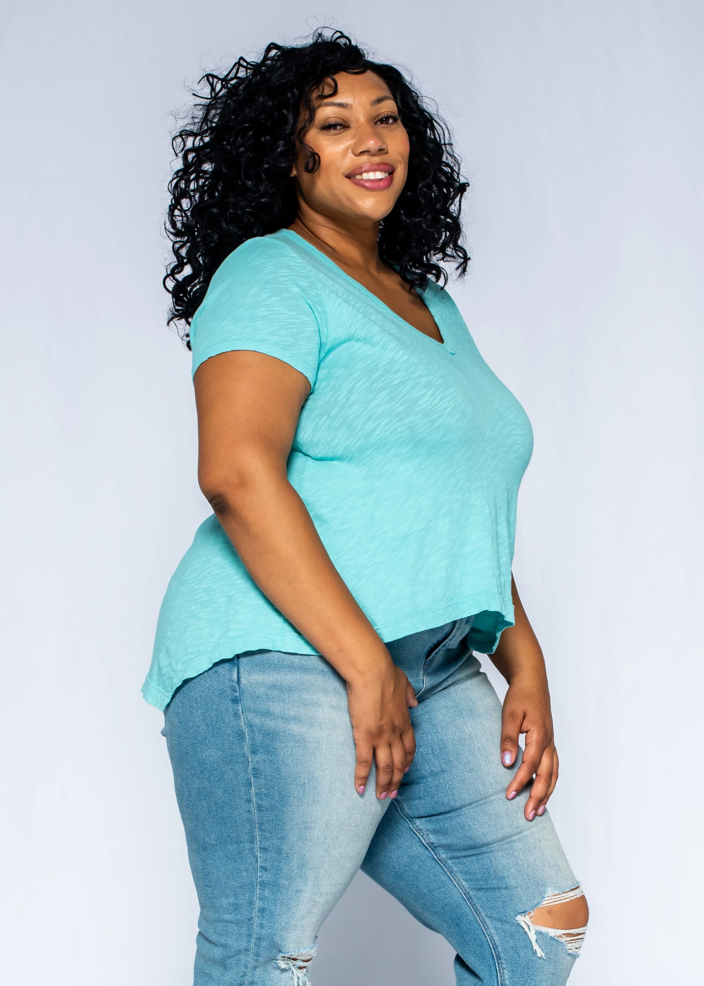 Deep V-Neck Boyfriend Short Sleeve