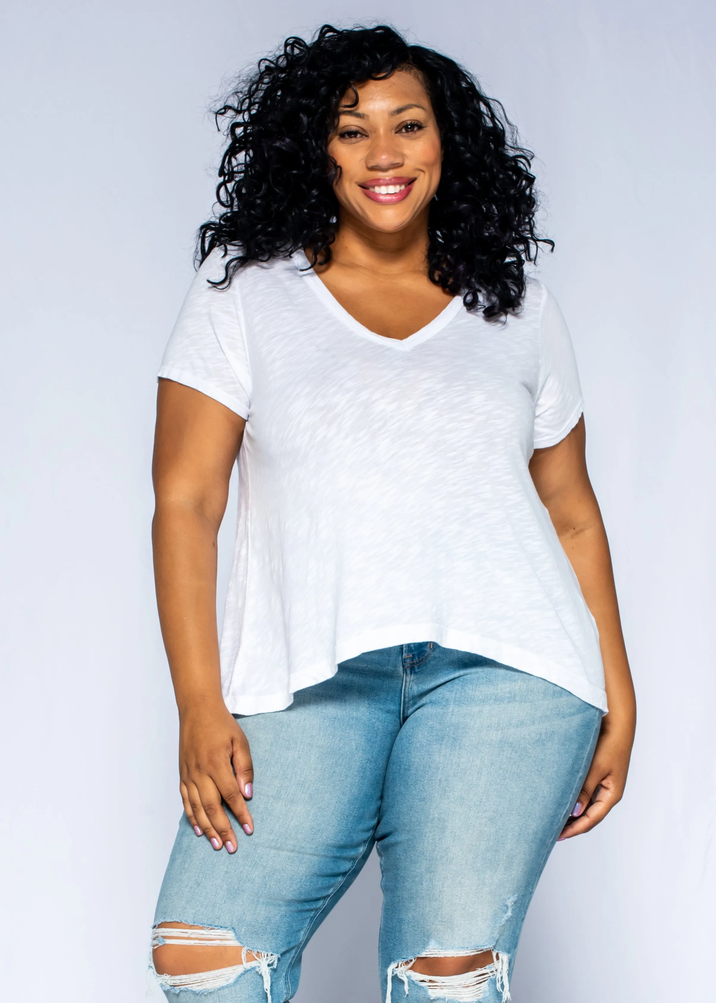 Deep V-Neck Boyfriend Short Sleeve