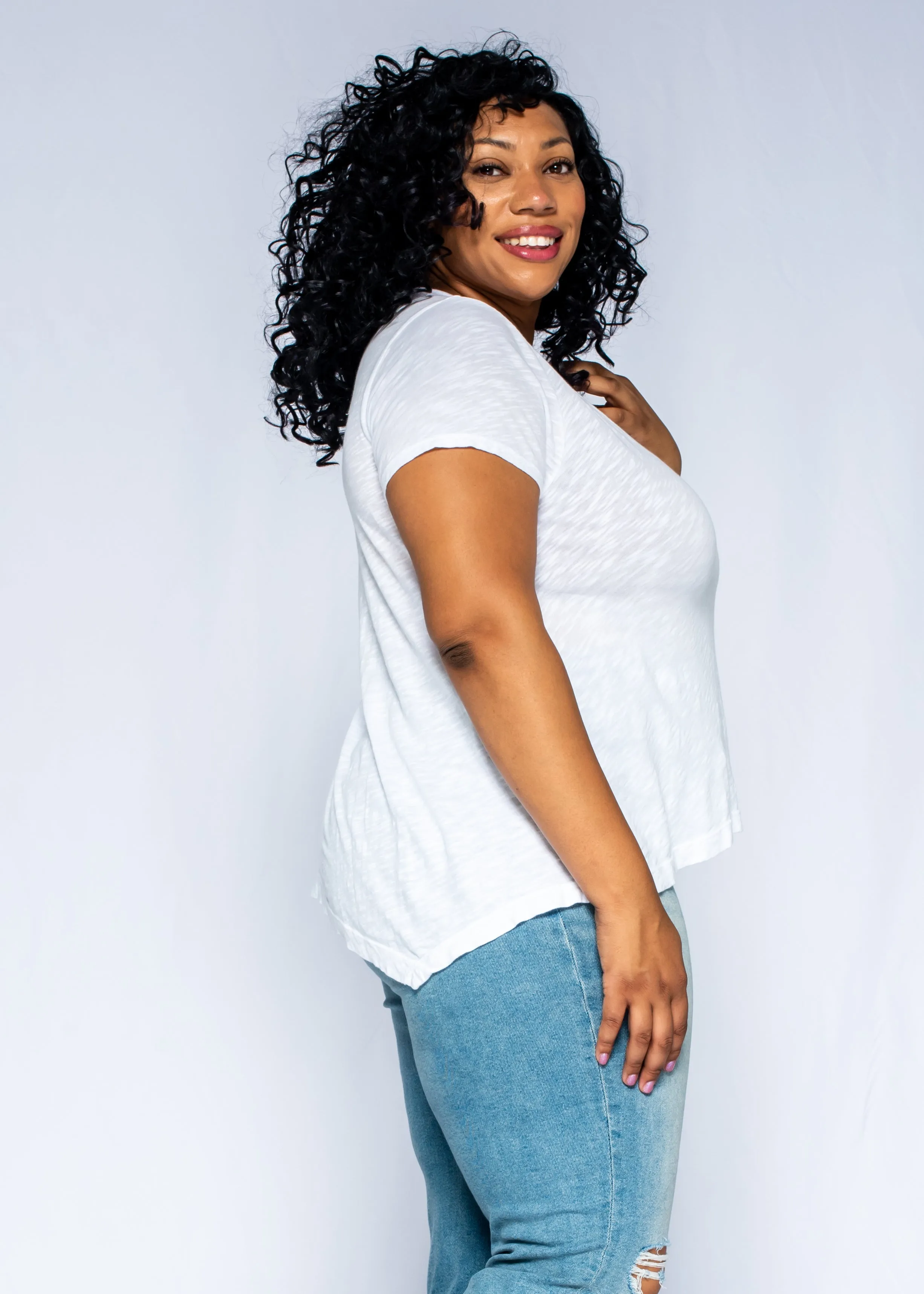 Deep V-Neck Boyfriend Short Sleeve
