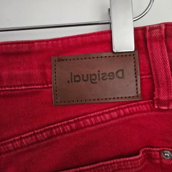 Desigual red straight leg jeans