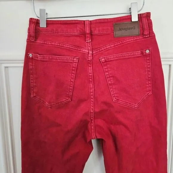 Desigual red straight leg jeans