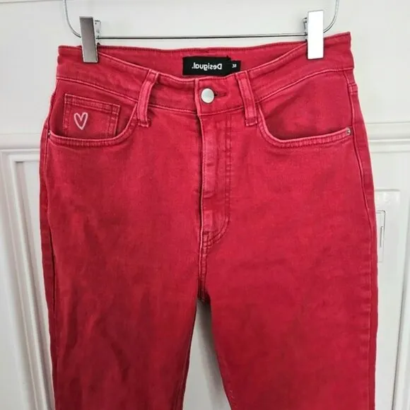 Desigual red straight leg jeans