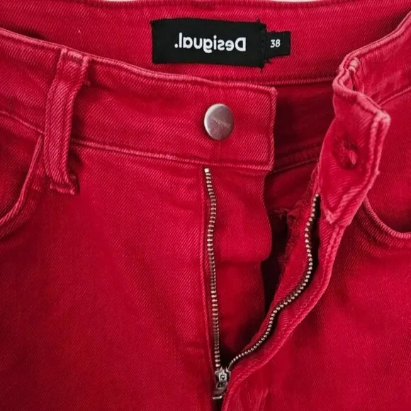 Desigual red straight leg jeans