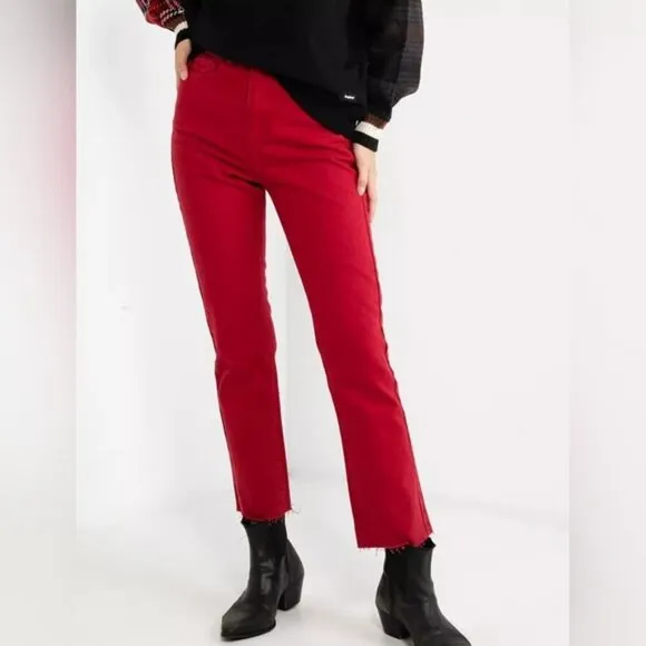 Desigual red straight leg jeans