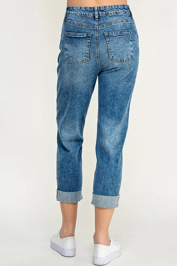 Destructed Cuffed Boyfriend Jean