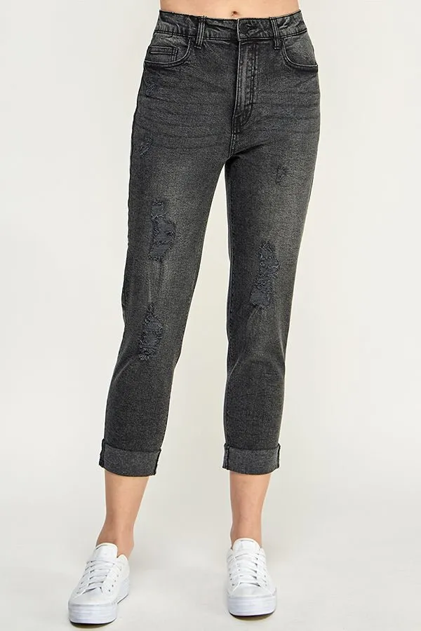 Destructed Cuffed Boyfriend Jean