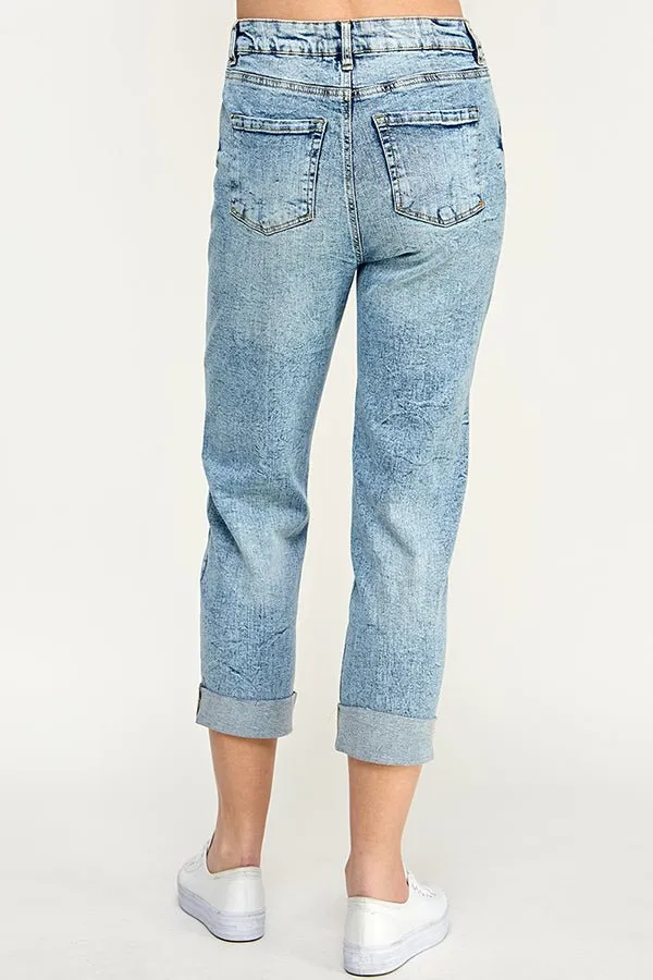 Destructed Cuffed Boyfriend Jean