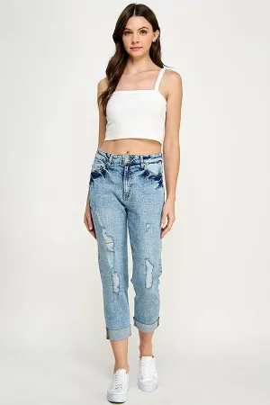Destructed Cuffed Boyfriend Jean