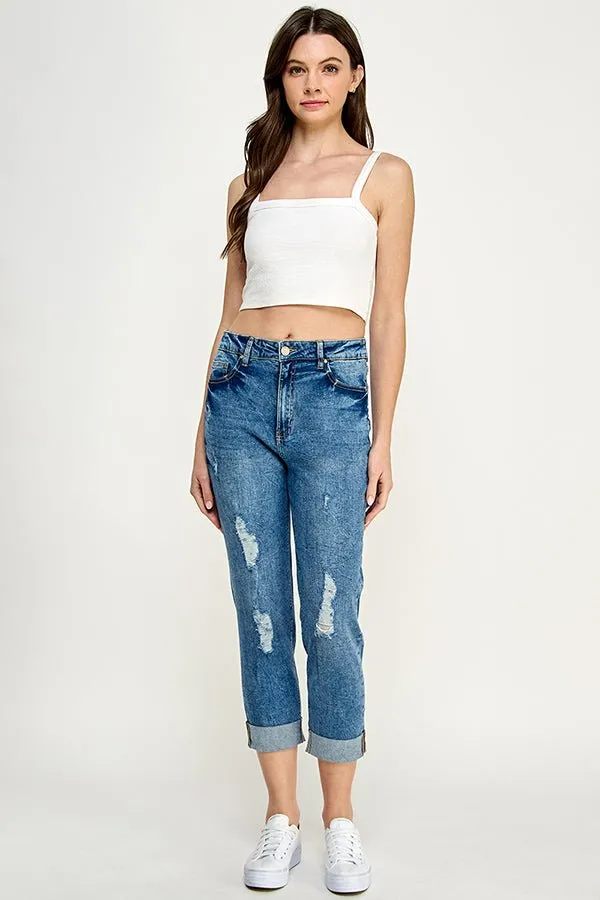 Destructed Cuffed Boyfriend Jean