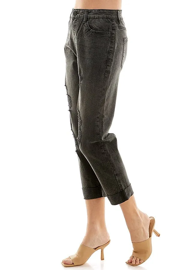 Destructed Cuffed Boyfriend Jean