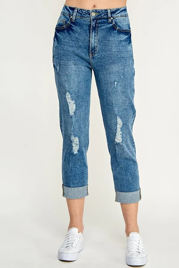 Destructed Cuffed Boyfriend Jean