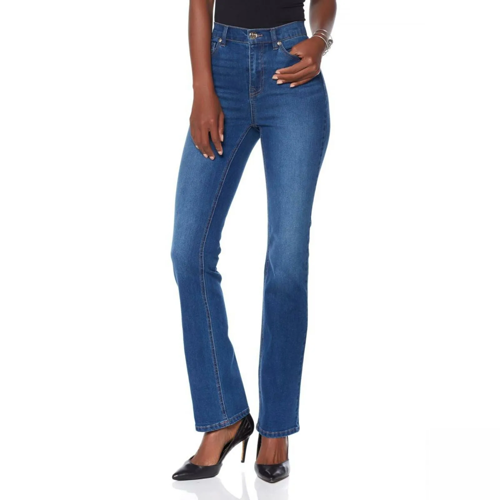 DG2 by Diane Gilman Women's Petite Classic Stretch Denim Boot Cut Jeans