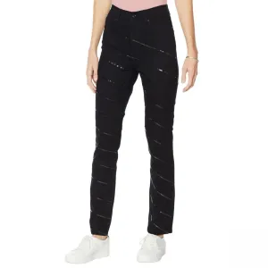 DG2 by Diane Gilman Women's Petite Size Sequin Stripe Skinny Jeans
