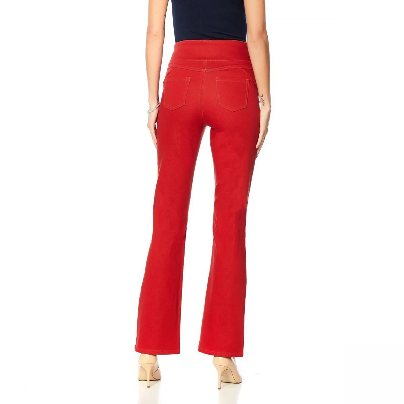 DG2 by Diane Gilman Women's Slimming Comfort Waist Boot Cut Jeggings Red XL