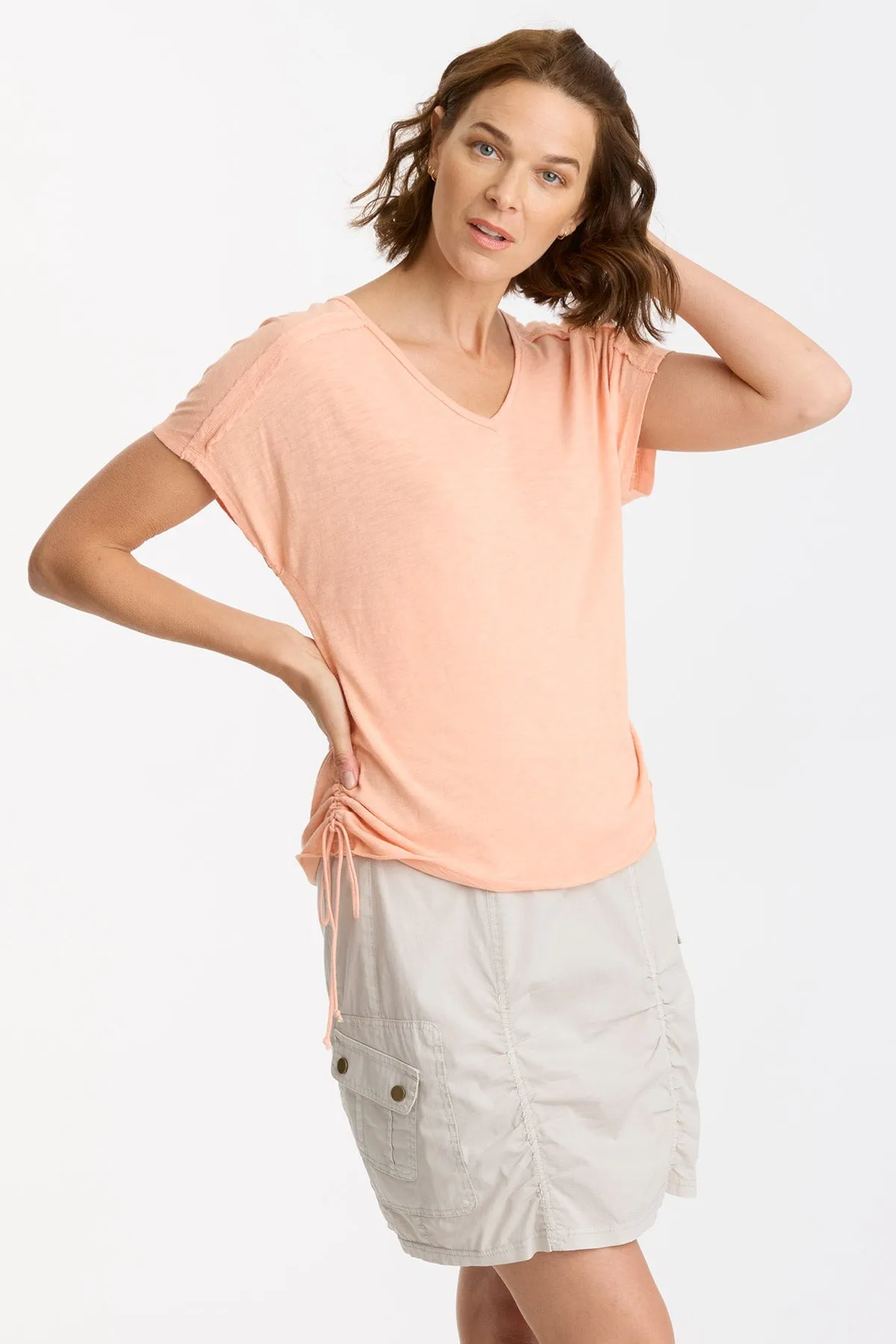 Diggory Cinched Cord V-Neck Jersey Tee