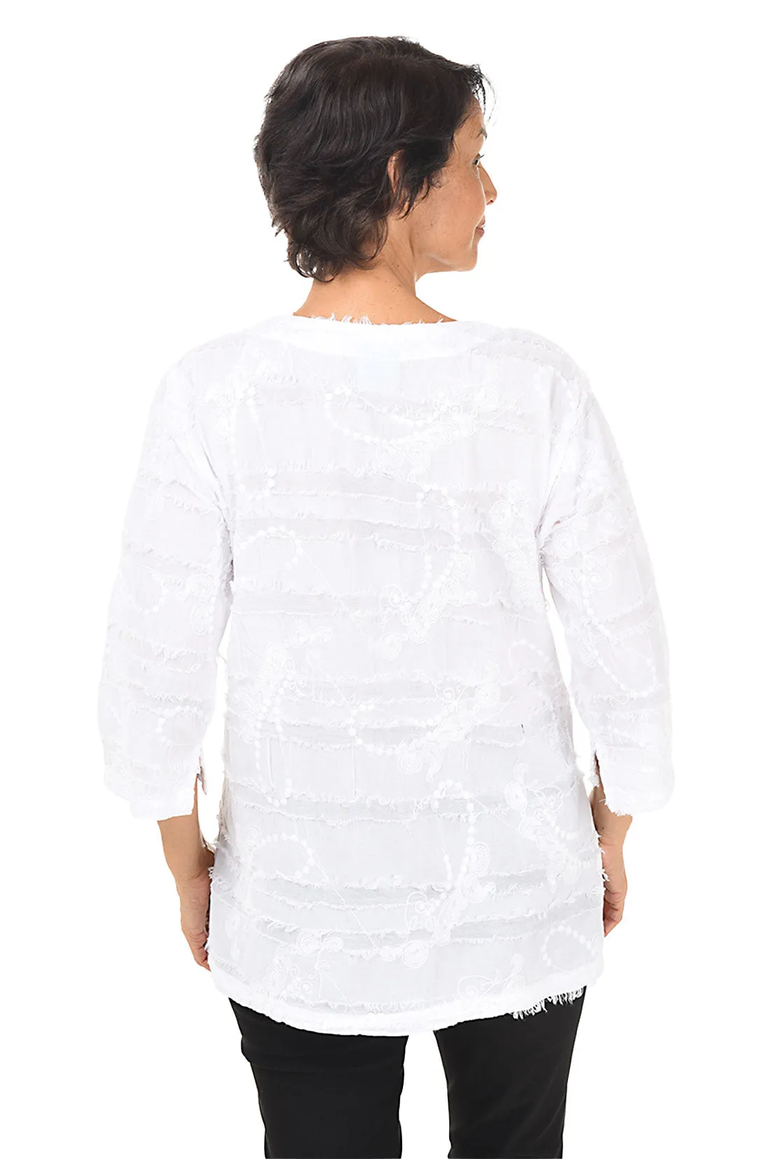 Dragonfly Embroidered V-Neck Blouse