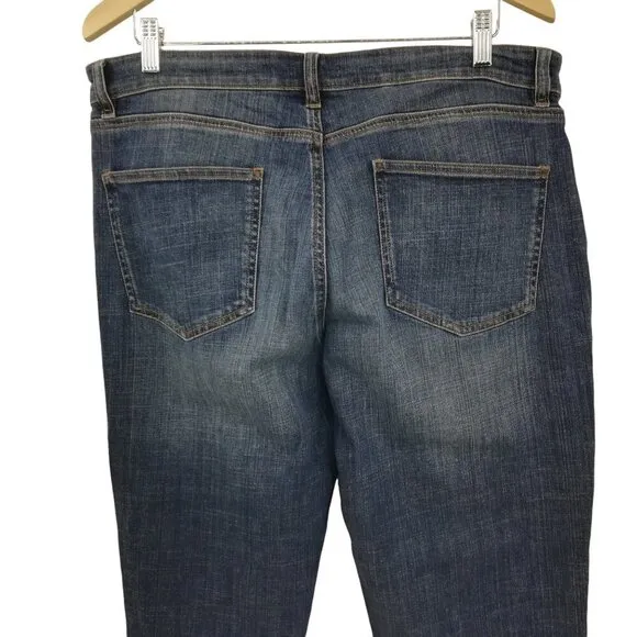 Eileen Fisher Straight Leg Classic Stretch Jeans Size 14 Medium Blue 5 Pocket