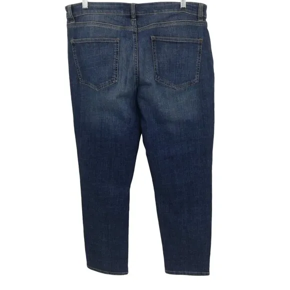 Eileen Fisher Straight Leg Classic Stretch Jeans Size 14 Medium Blue 5 Pocket