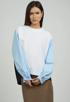 Eliza Blue Combo Stripe Top
