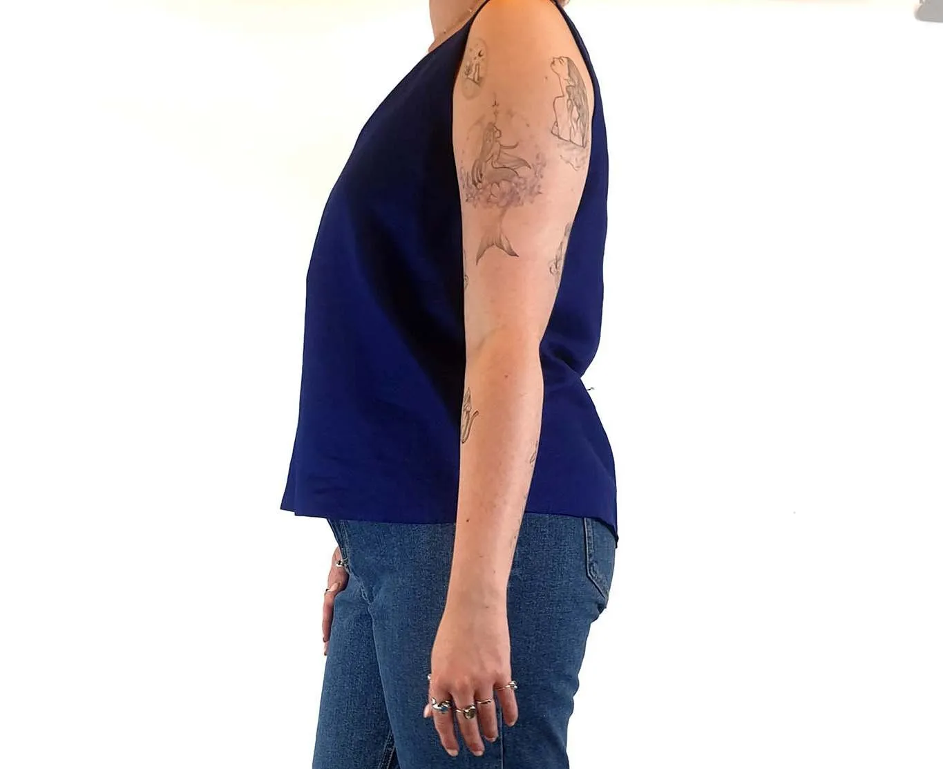 Elk bluey purple 100% linen sleeveless top size 12