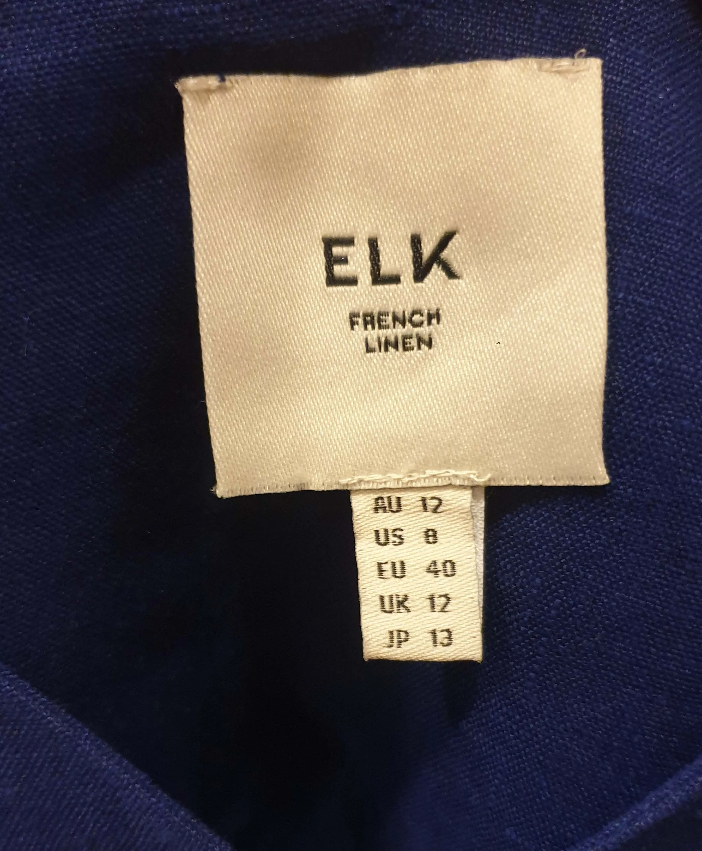 Elk bluey purple 100% linen sleeveless top size 12