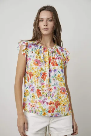 Elliott top in Ivory Floral