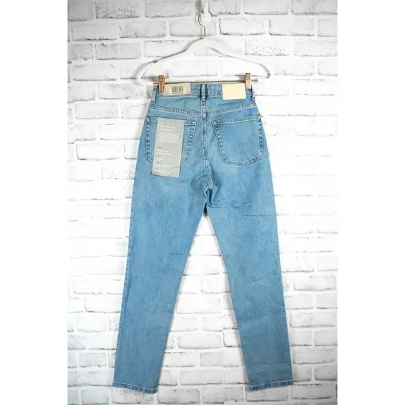 Everlane Womens Light Wash High Waisted Straight Leg Jeans Size 23 Curvy Cheeky