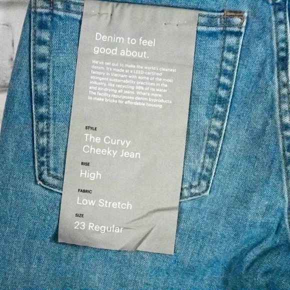 Everlane Womens Light Wash High Waisted Straight Leg Jeans Size 23 Curvy Cheeky