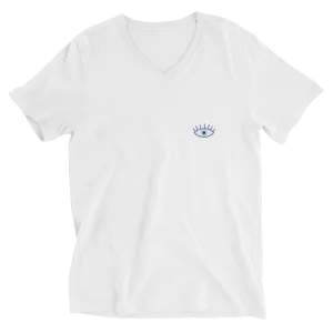 Evil Eye Short V-Neck T-Shirt White